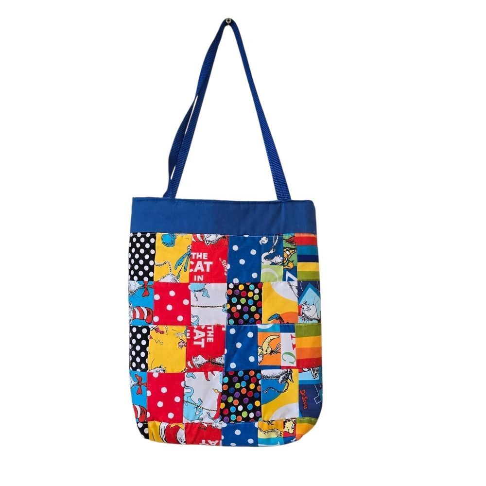 Dr Seus Colorful Patchwork Tote Bag‎ Hand Made